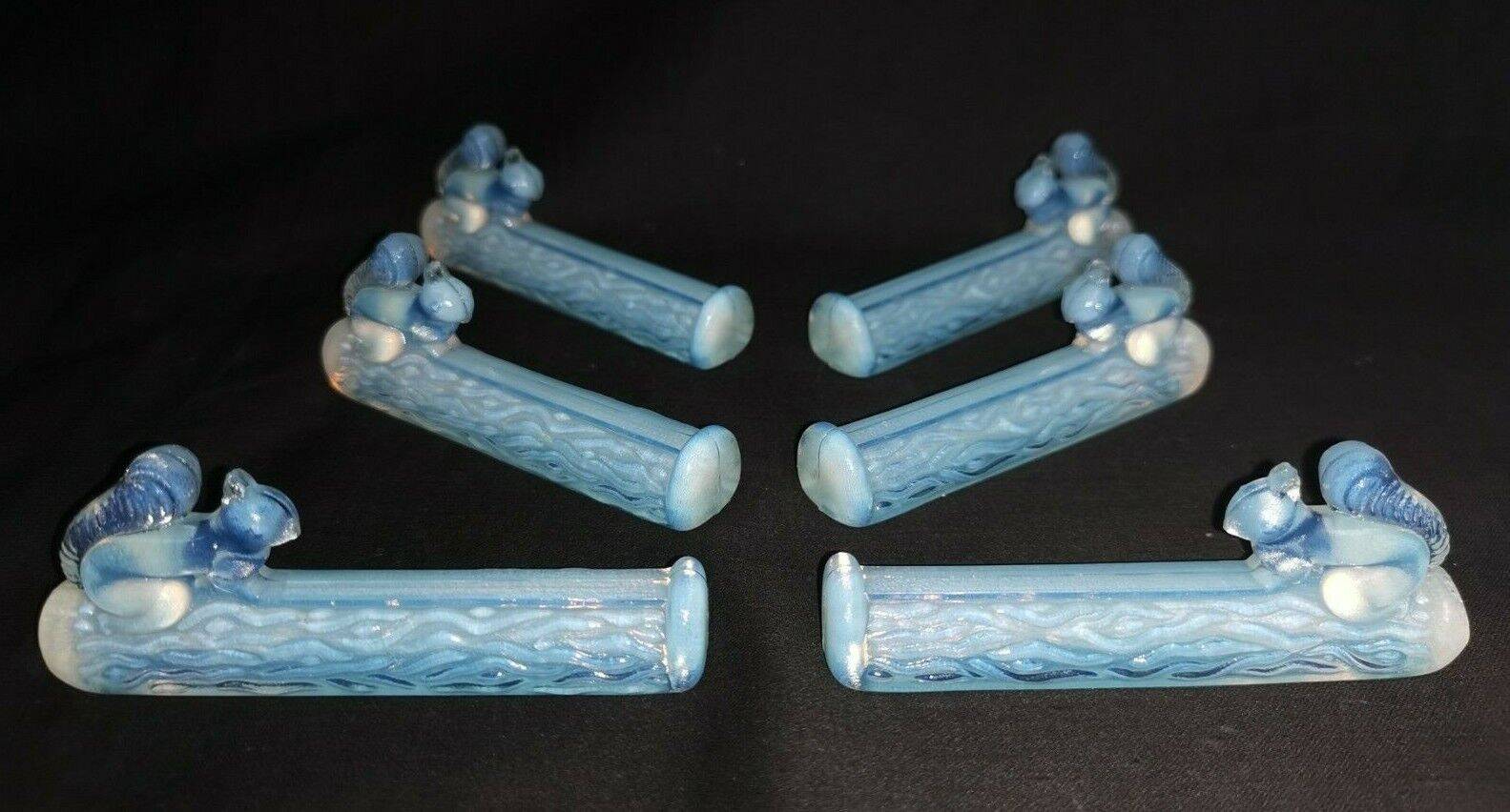 set of 6 Knife holders Squirrel opalescent glass model Sabino , art deco