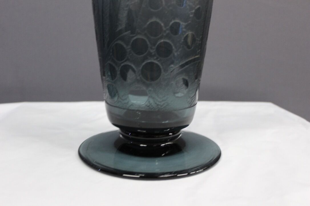 Art Deco Blue Vase Cleared with Acid