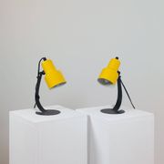 A pair of well-designed minimalist bedside lamps.