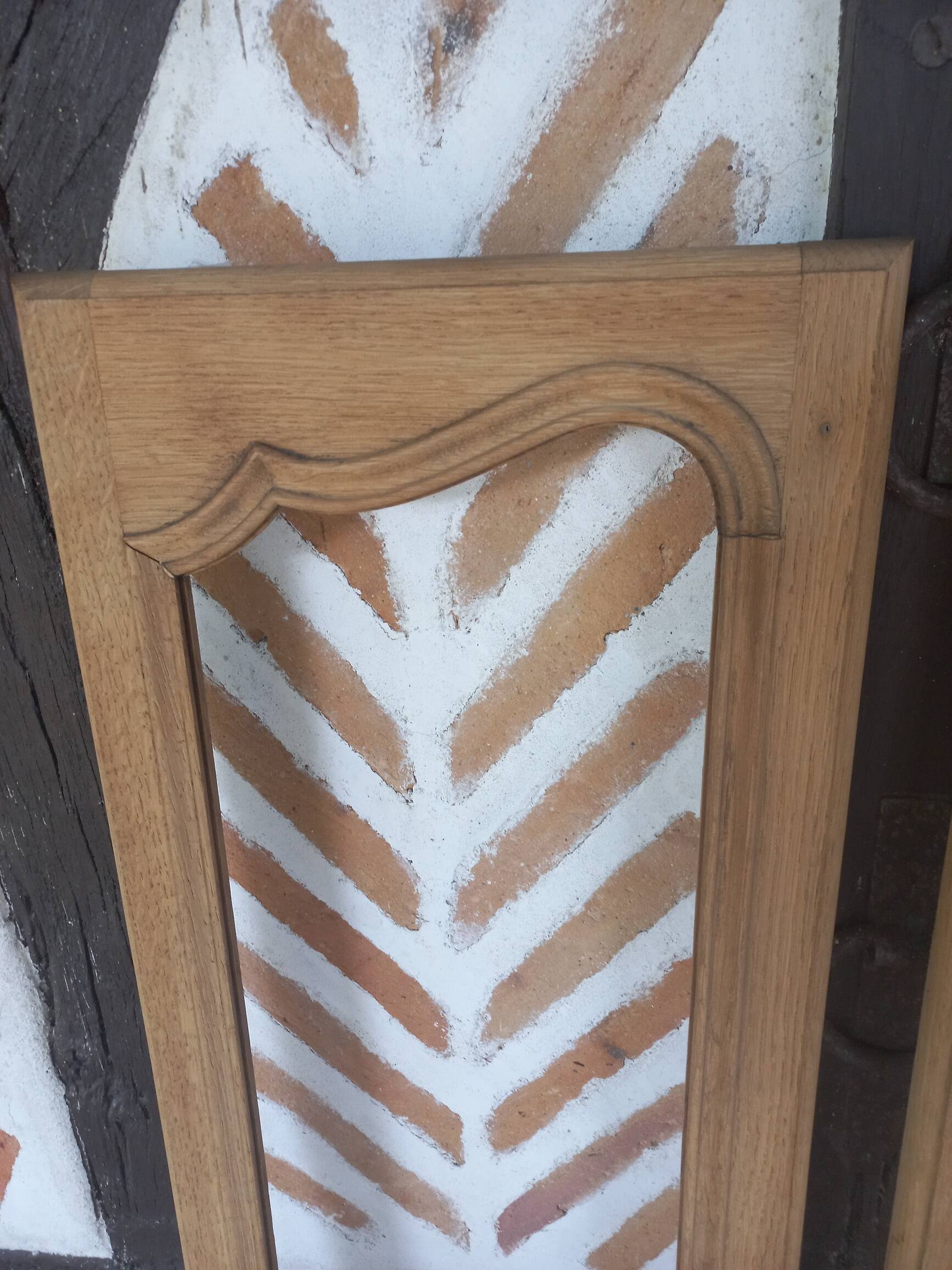 Pair of solid oak doors with a sanded finish.