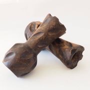 Brutalist wooden candlestick pair