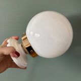 Vintage wall or ceiling light globe in white opaline.