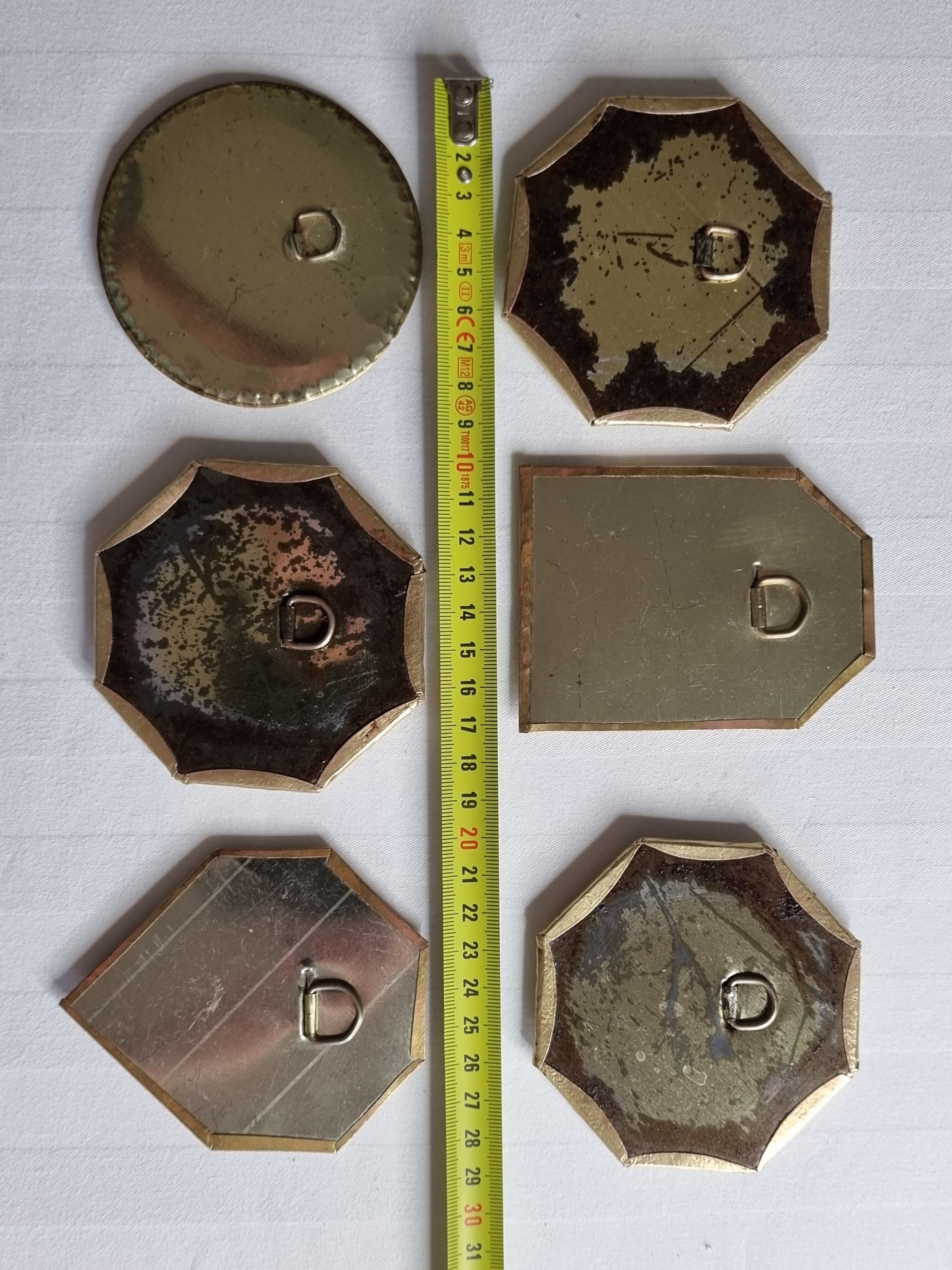 Set of 6 Moroccan mirrors in vintage openwork brass