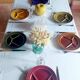 Set of 6 Sarreguemines plates for Burgundy fondue