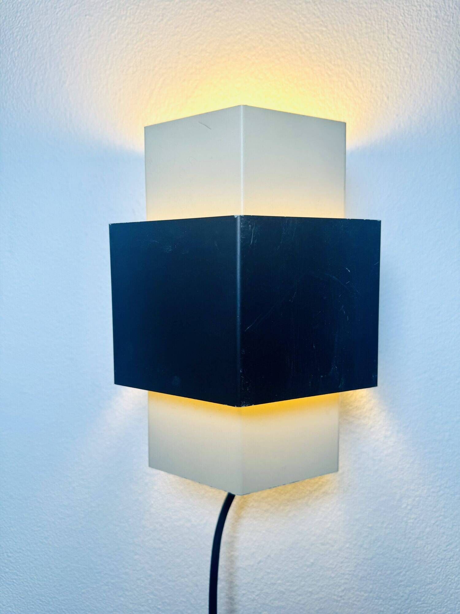 Geometric Curved Wall Lamp By J.J.M. Hoogervorst For Anvia Nederland, The Netherlands 1950S