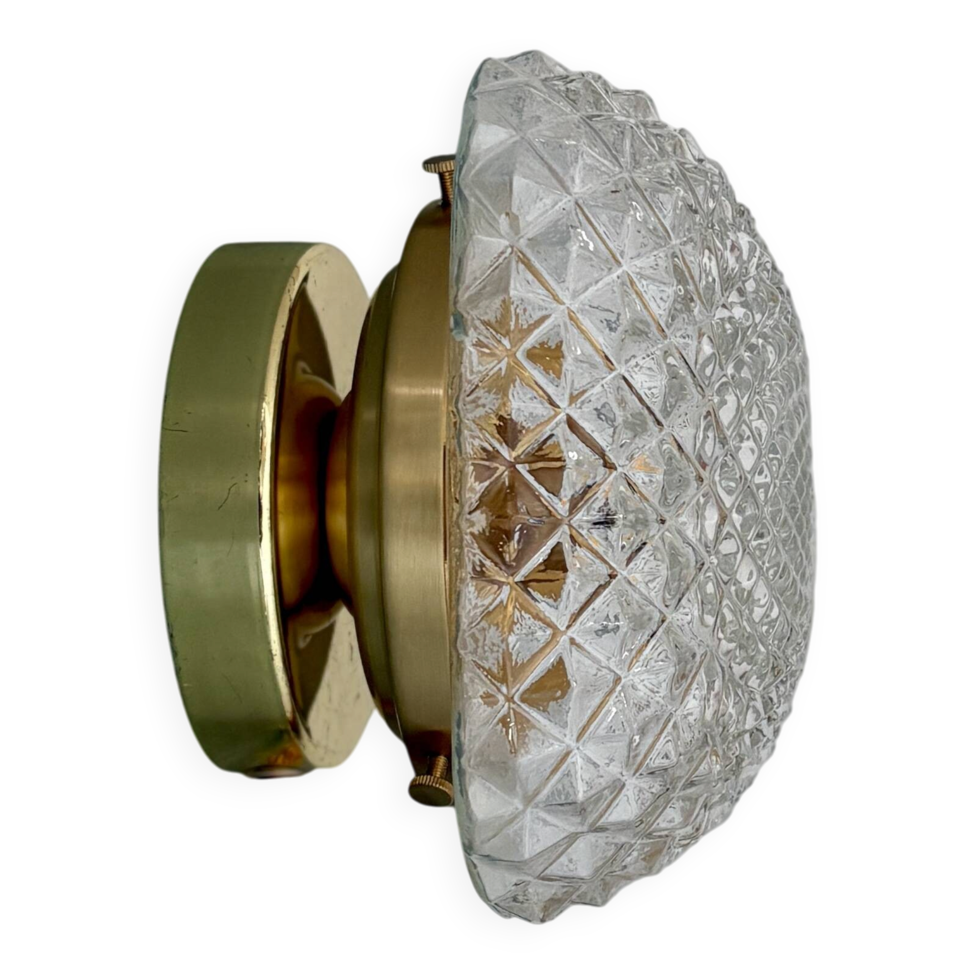 Vintage square globe wall or ceiling light in moulded glass