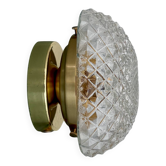Vintage square globe wall or ceiling light in moulded glass