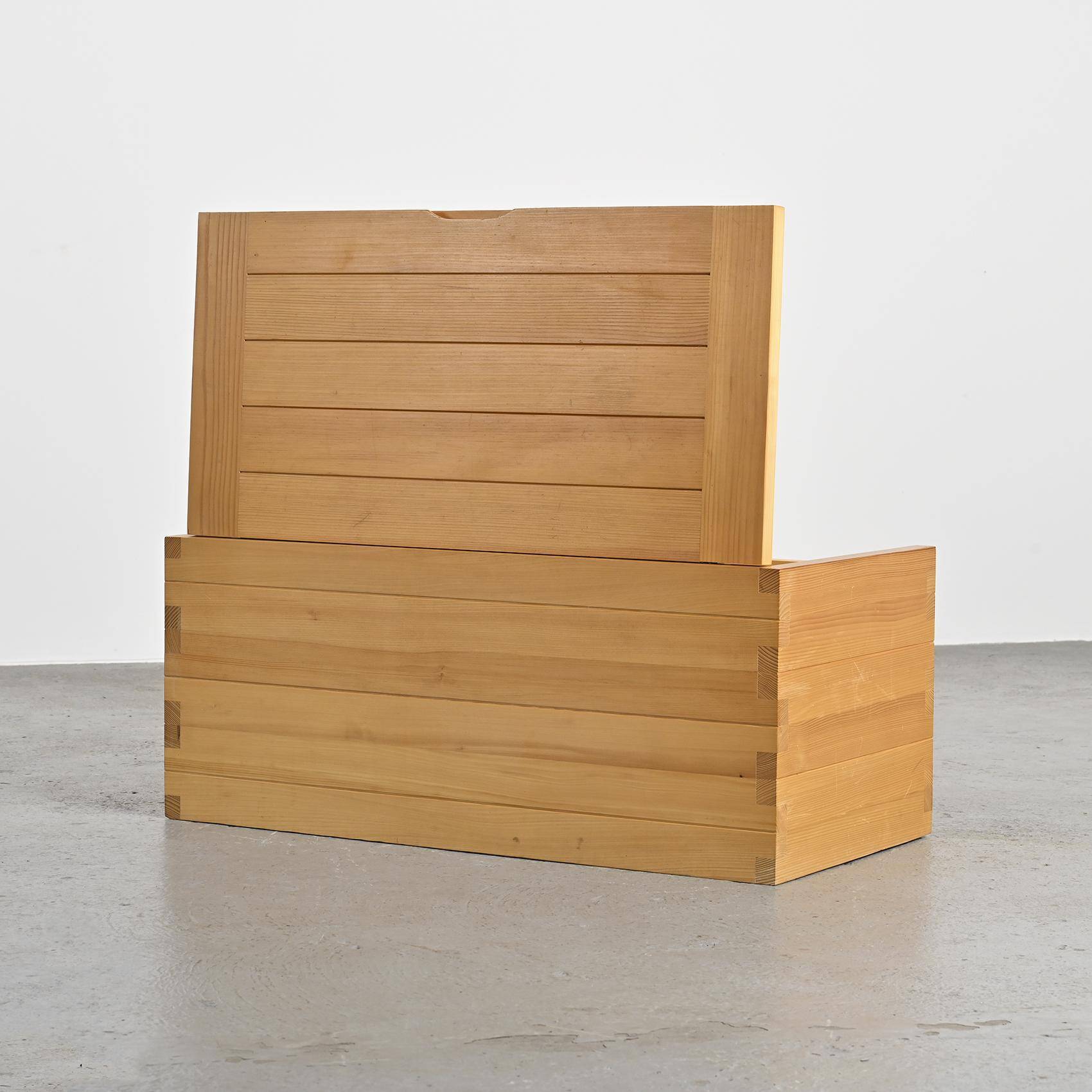 Solid elm chest by Maison Regain, 1970s