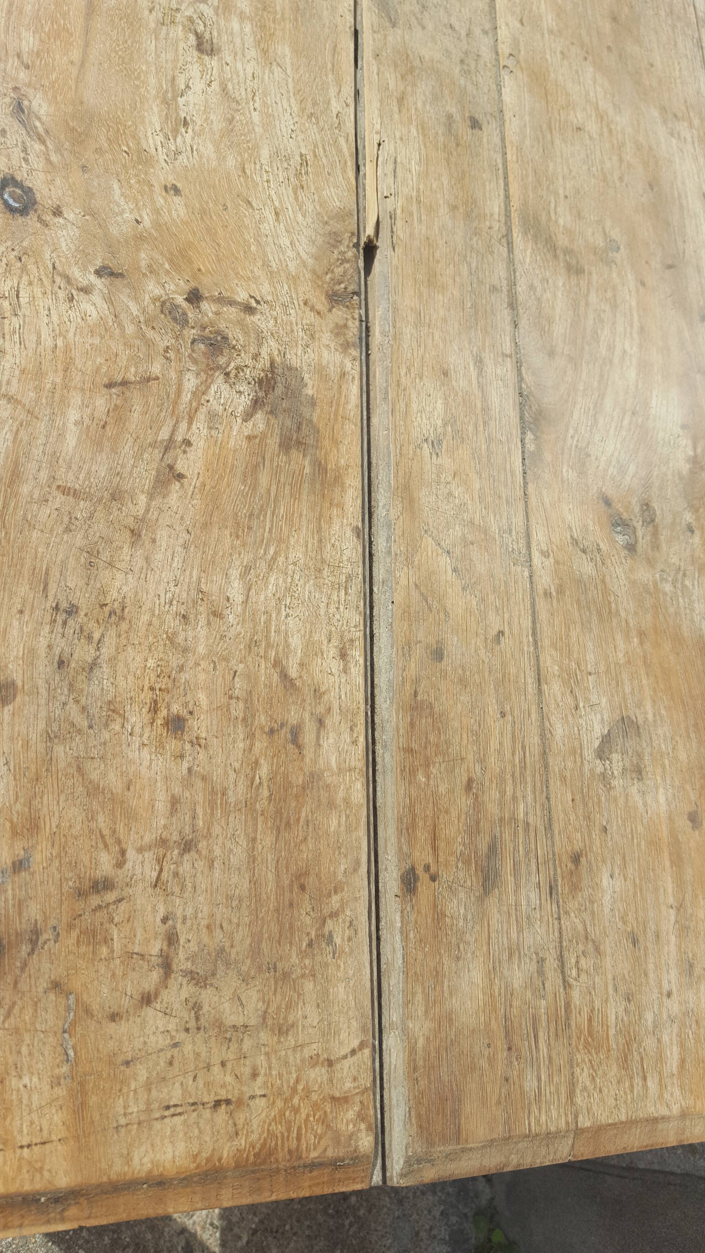 Raw wood farm table coffee table