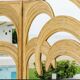 3-panel rattan and mirrored room divider