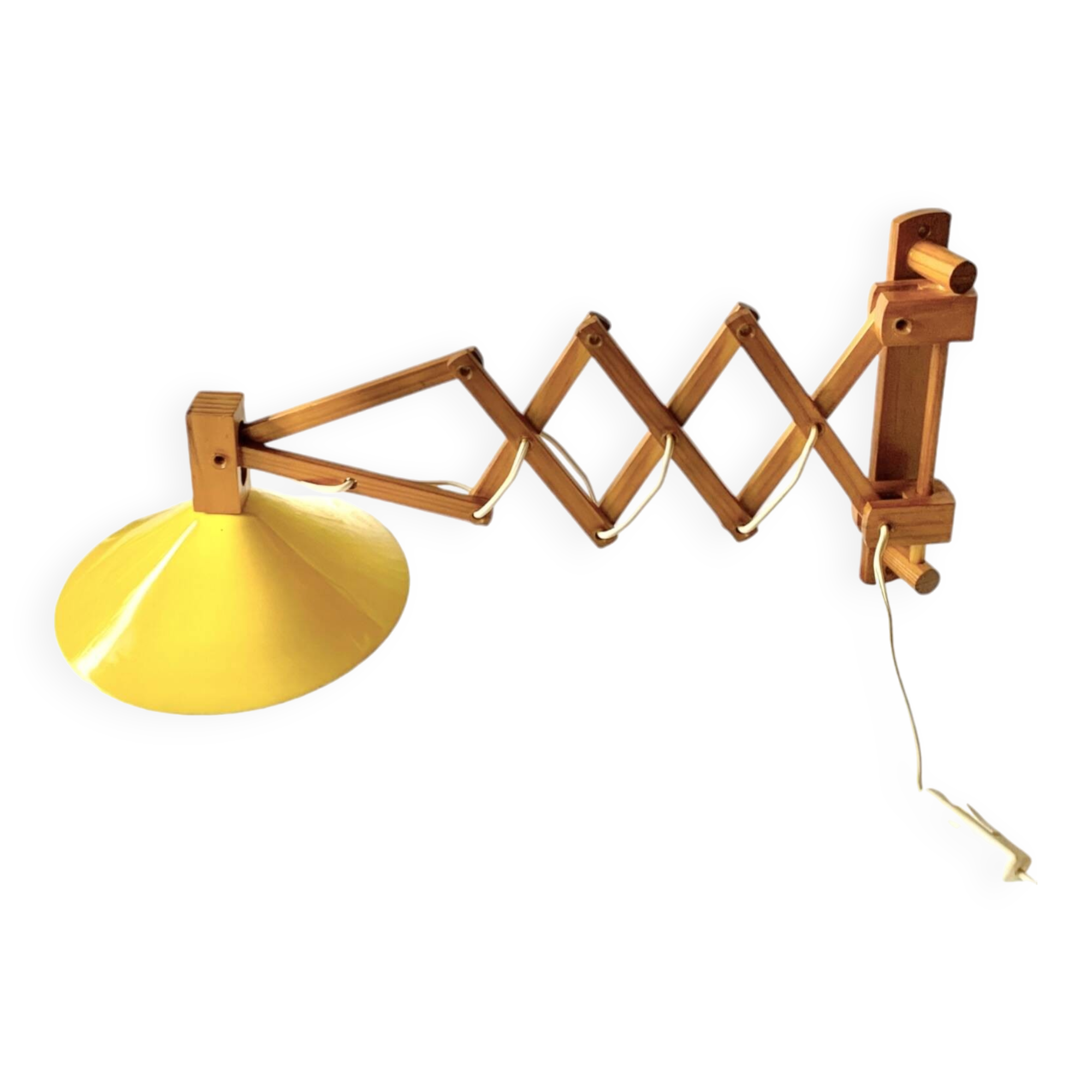 Lampe accordéon jaune vintage