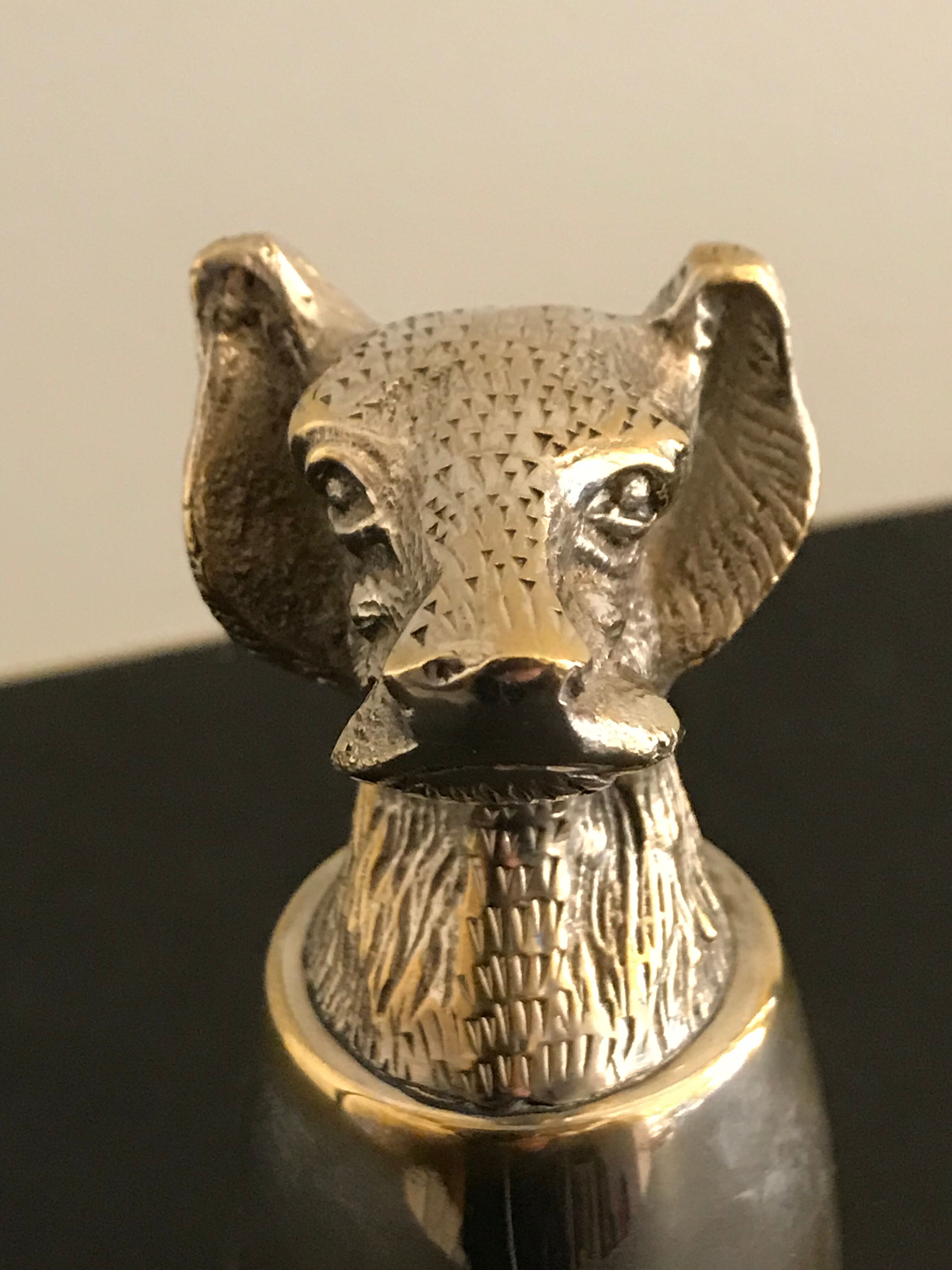 Calice or silver metal glass with dog's head 19th century