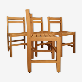Set of 4 solid wood chairs 60/70 Franco-British College