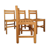 Set of 4 solid wood chairs 60/70 Franco-British College