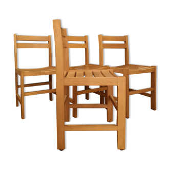 Set of 4 solid wood chairs 60/70 Franco-British College