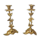 Pair of Art Deco candlesticks vine leaves and grape clusters - Bronze