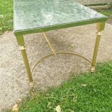 Table basse en laiton et marbre vert vers 1960- mid century