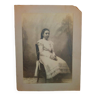 Old albumen photograph, Young woman with long braid, Late 19th century