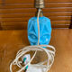 Foot of an old fair lamp chatard moulded blue glass vintage #e495
