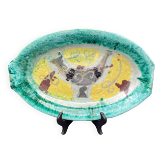 Vallauris style 1950s glazed terracotta ceramic dish ns