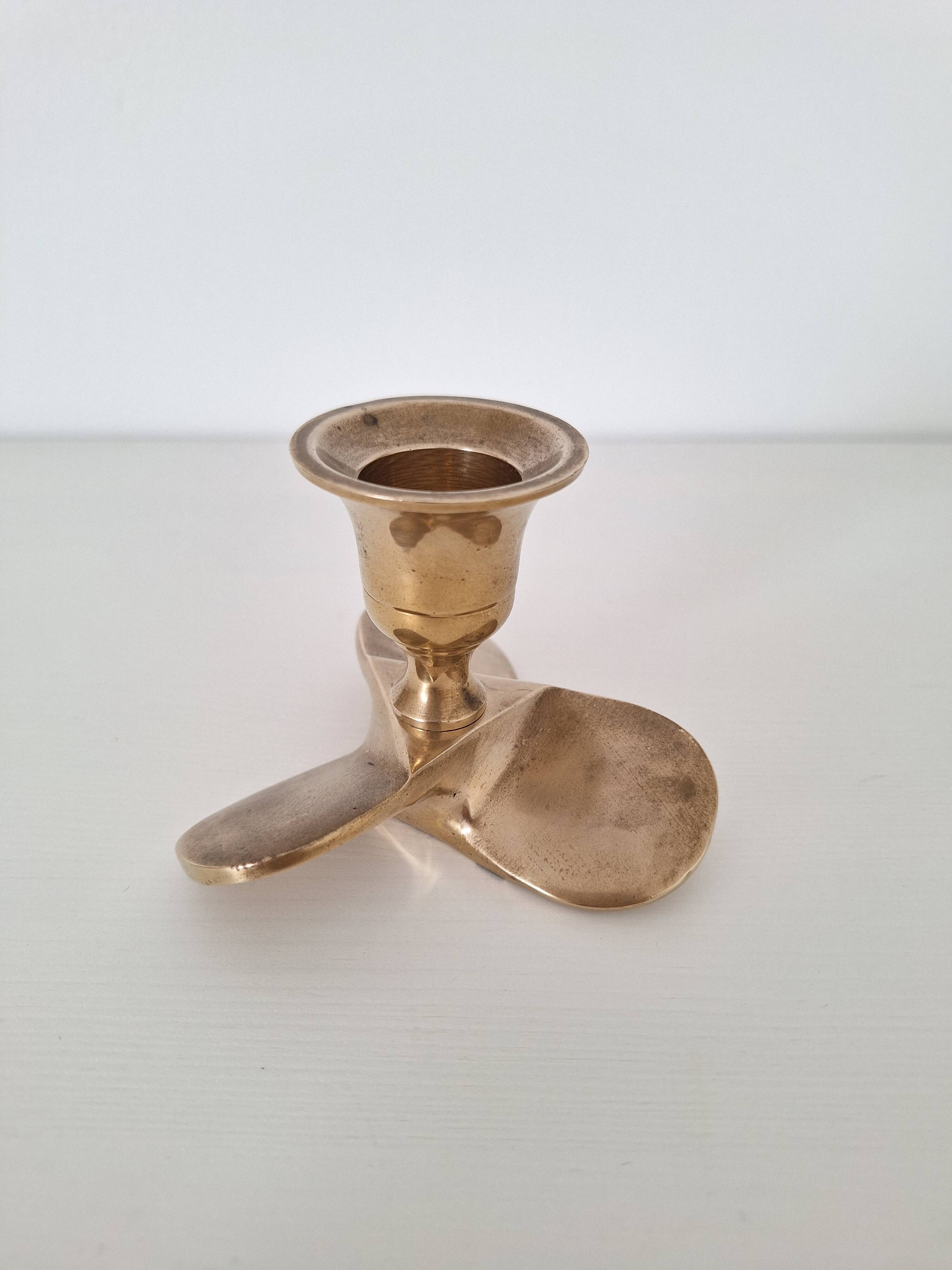 Solid brass propeller candlestick