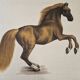 La Roche Laffitte (Born in 1943) - Watercolour drawing on fabric - Horse