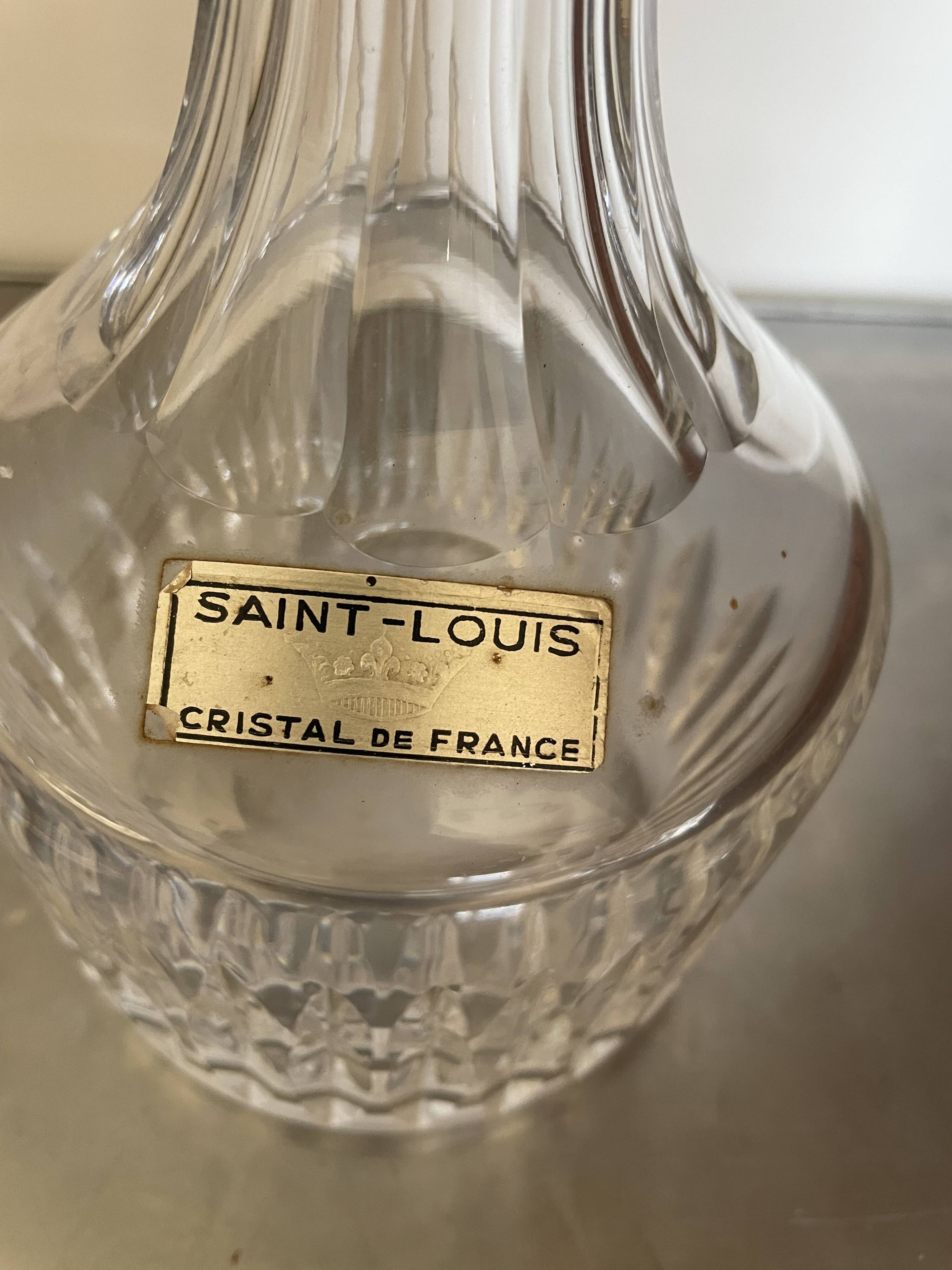 Whisky decanter and its 3 crystal glasses St Louis