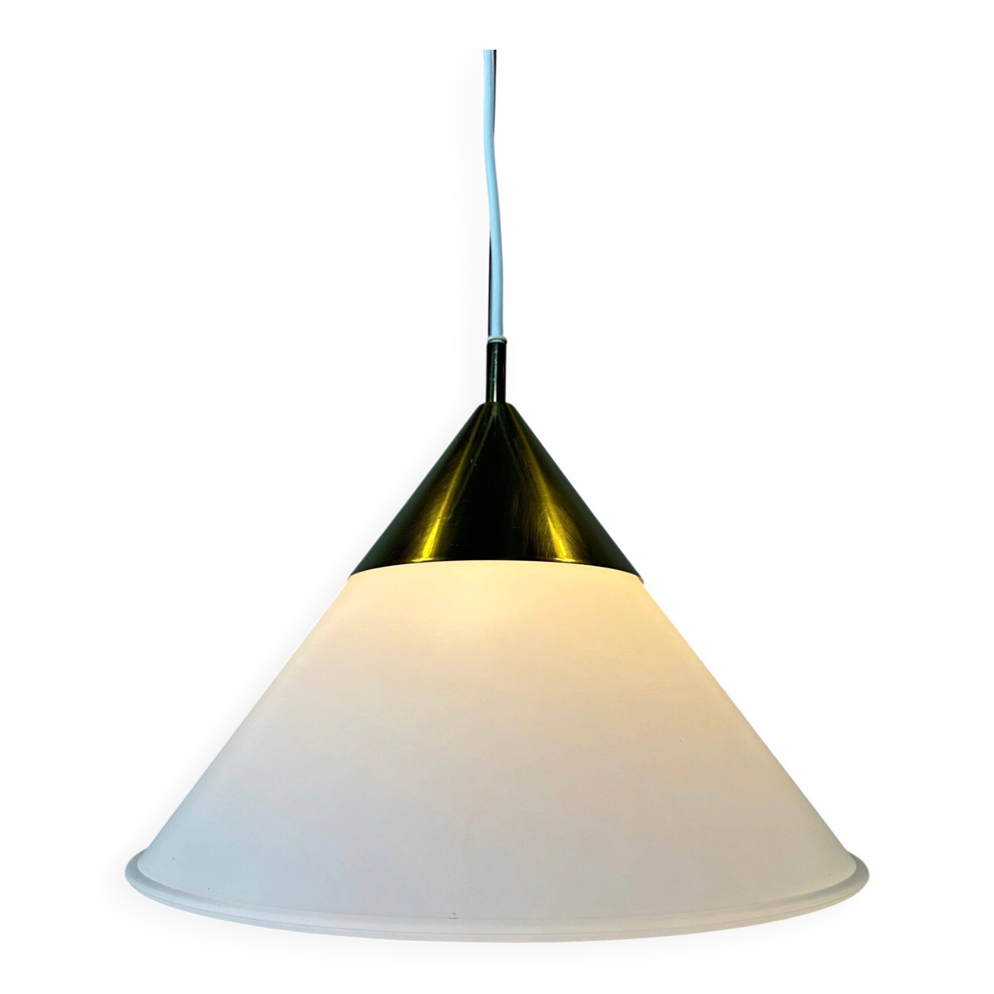 Vintage Glashütte Limburg pendant lamp – opaline and brass
