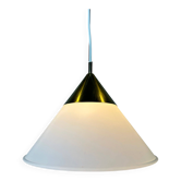 Vintage Glashütte Limburg pendant lamp – opaline and brass