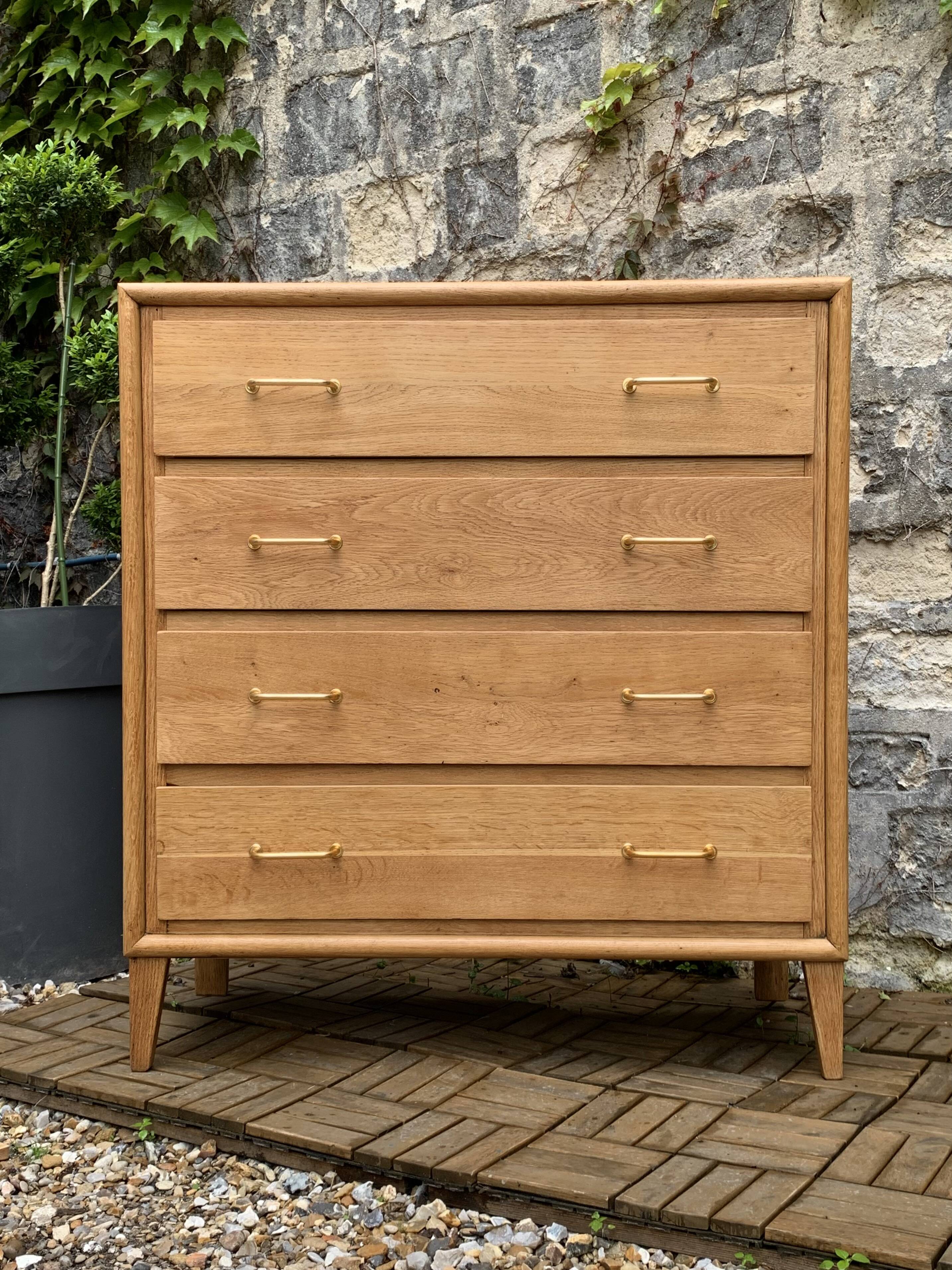 Commode pieds compas et chêne brut massif  1960