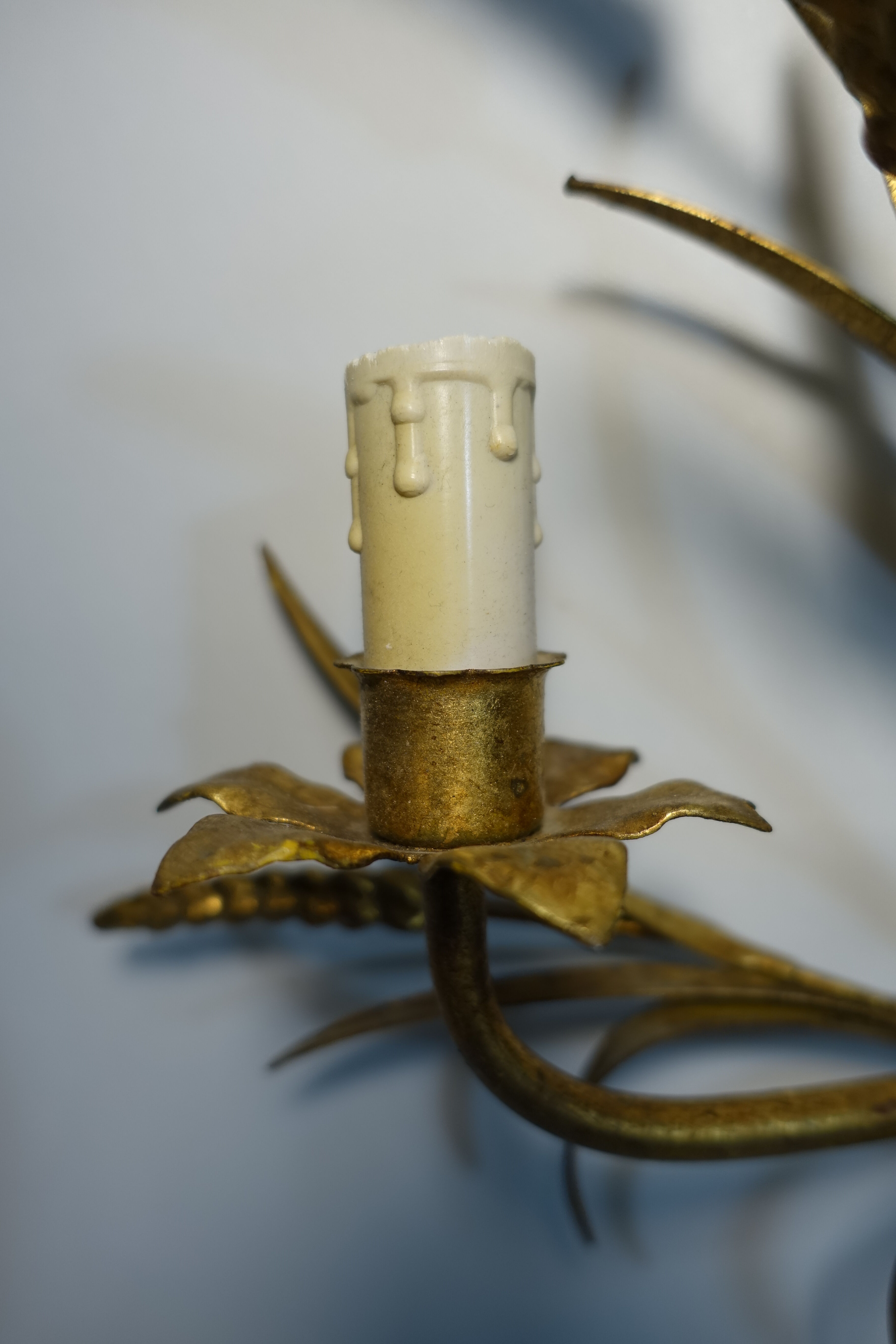 Wall lamp in gilded metal sheaf of wheat 1970s