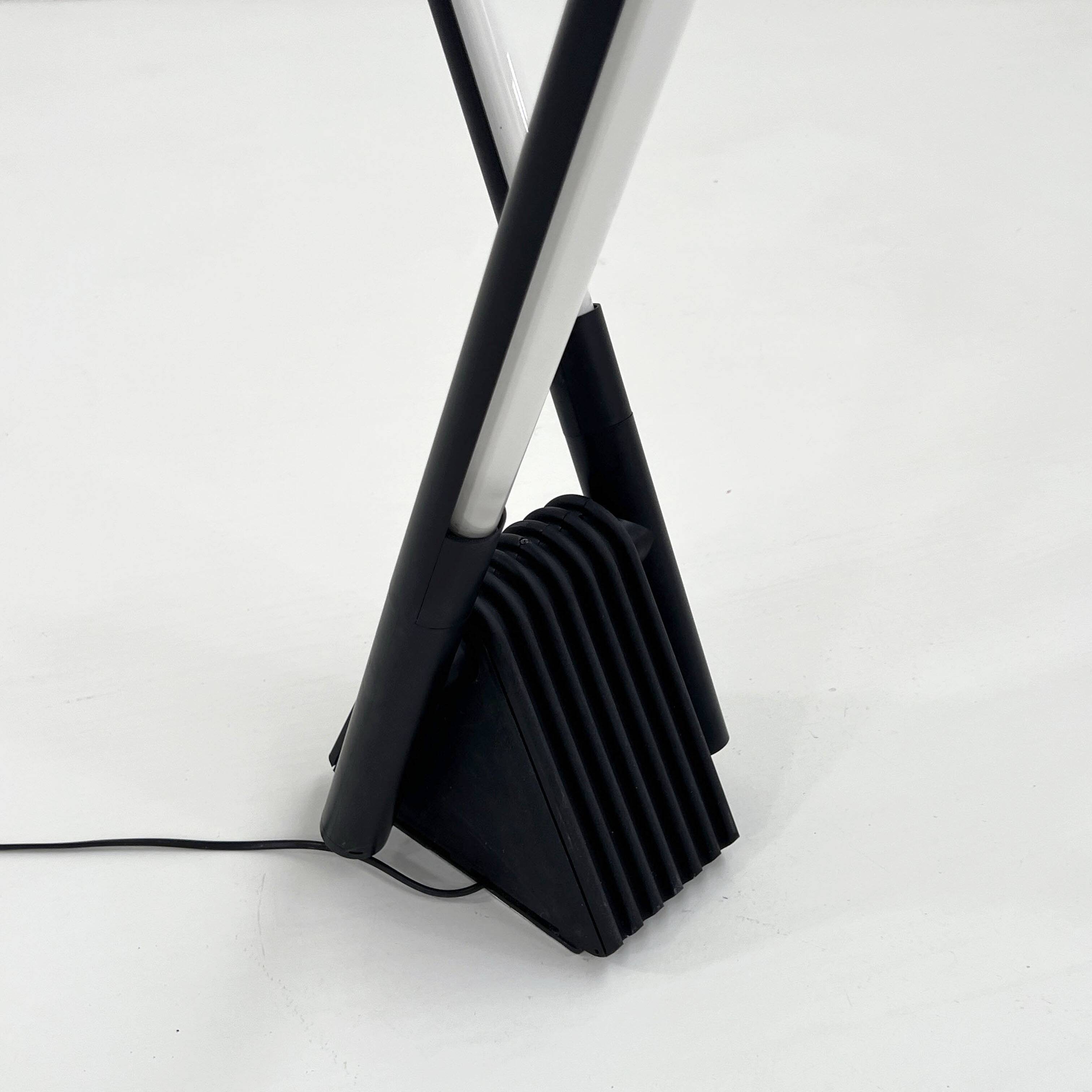Sistema Flu black floor lamp by Rodolfo Bonetto for Luci Italia, 1980
