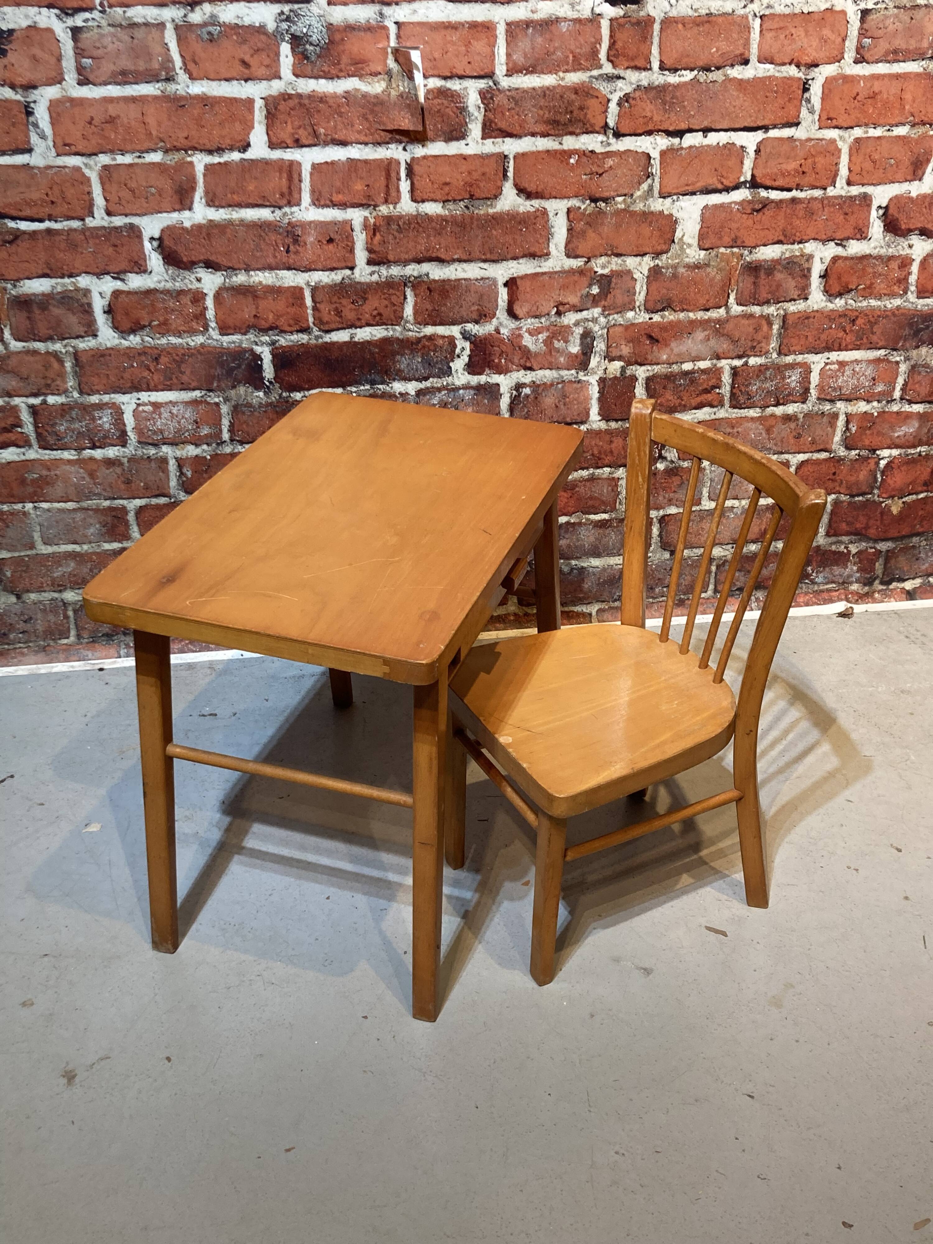 Children's wooden desk and chair set