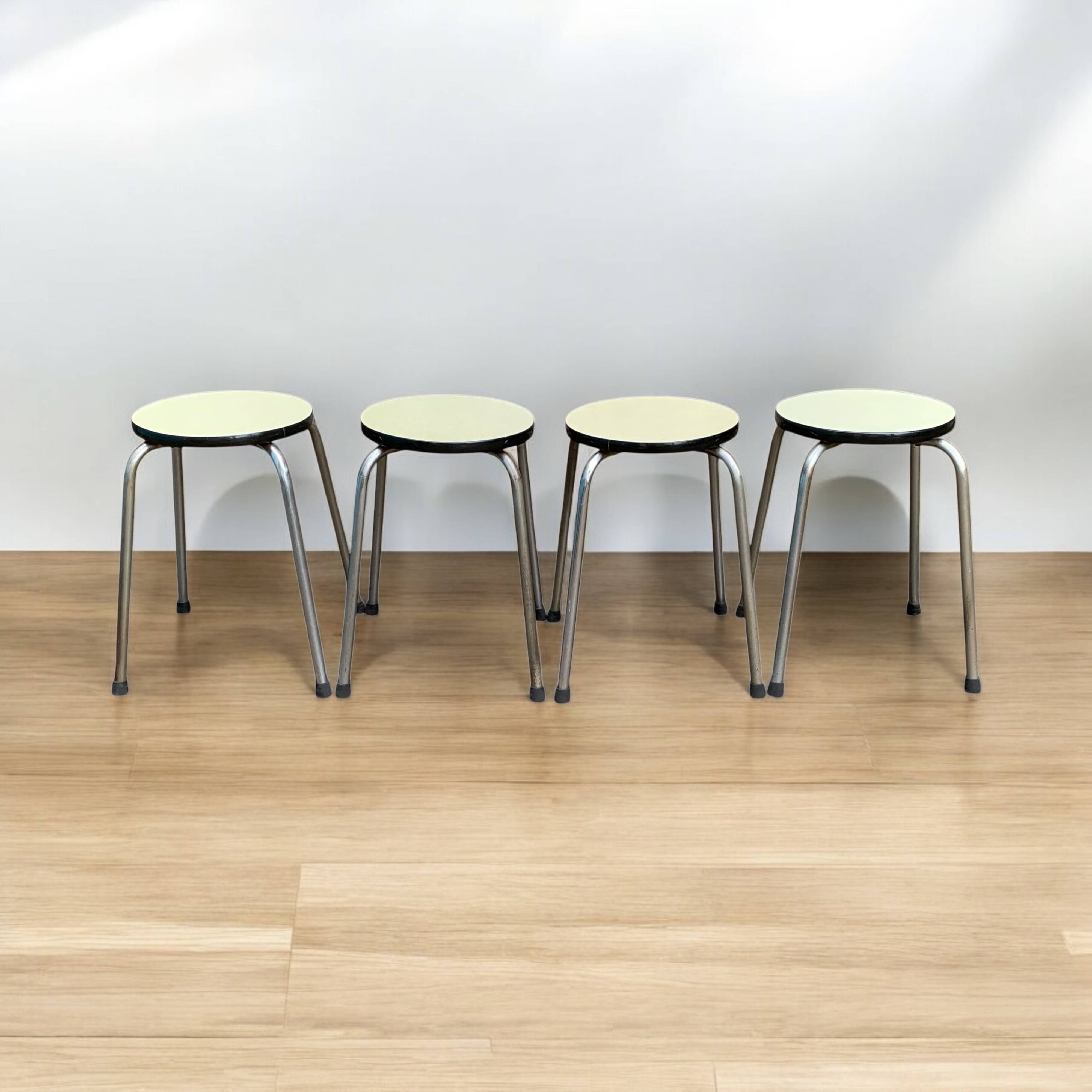 Vintage stackable stools Formica beige 1960