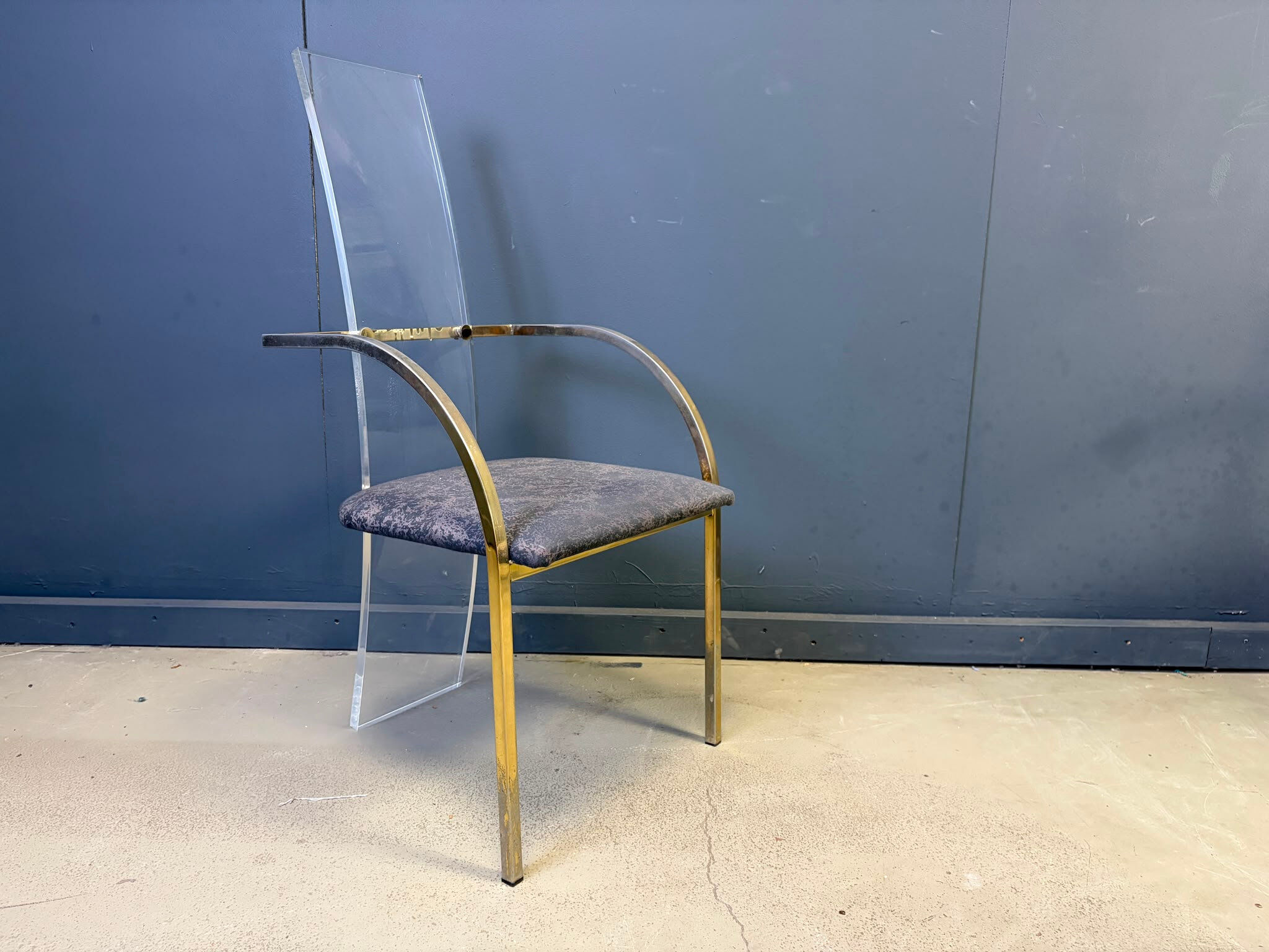 Plexiglass and brass dining chairs by Belgochrom, set of 6 - 1970s
