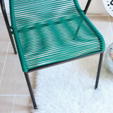 Metal and scoubidou green garden chair
