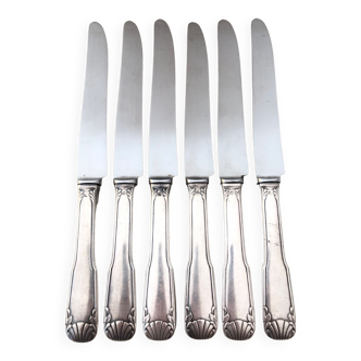 6 silver metal knives, 1930