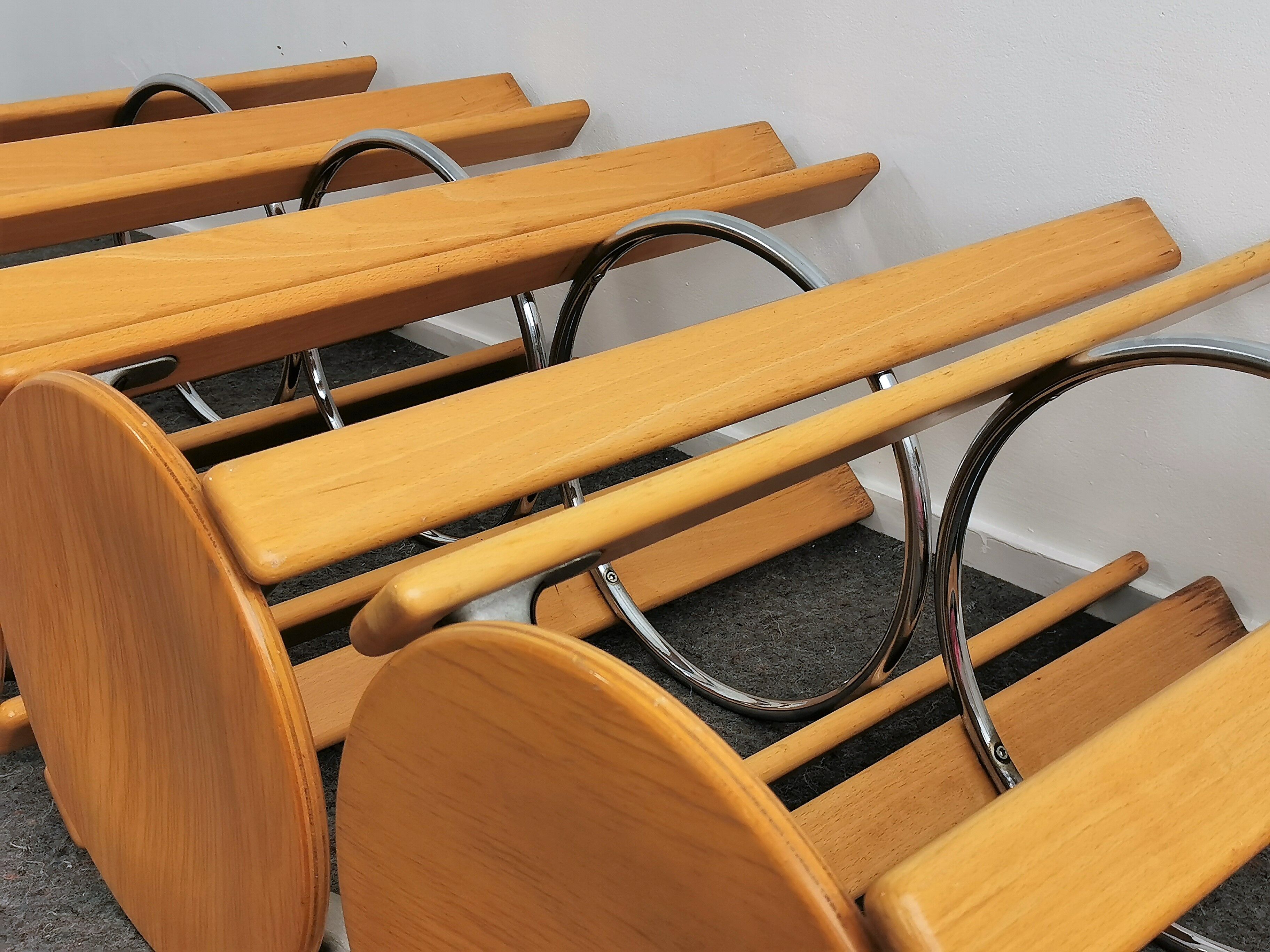 Set beech bar stools by Bruno Rey for Kusch + Co 1970's