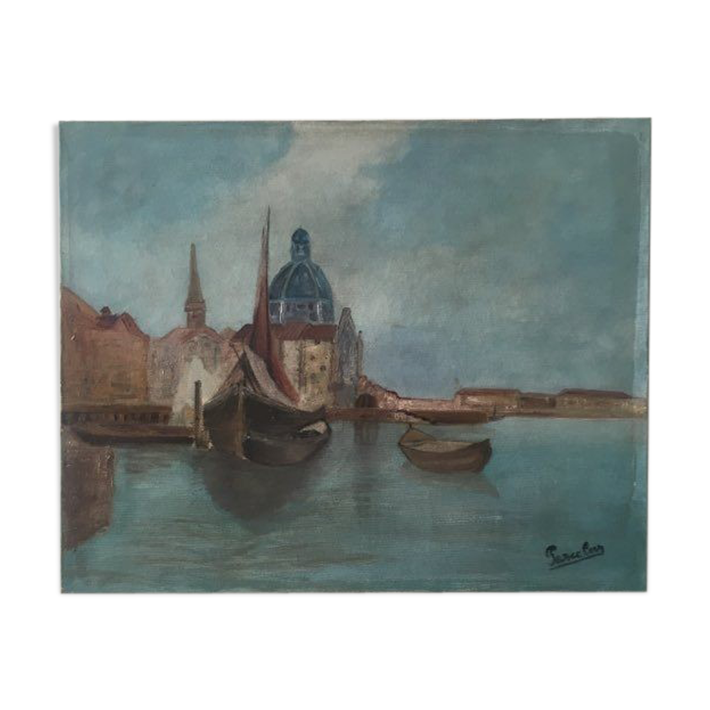 Oil painting on canvas Venetian landscape