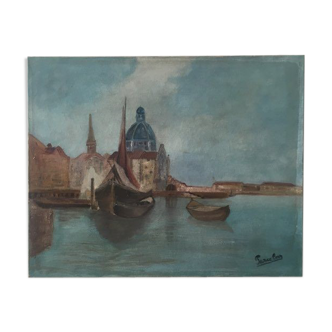 Oil painting on canvas Venetian landscape