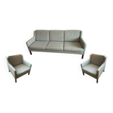 complete living room (sofa and two armchairs) vintage Stouby Danish wool