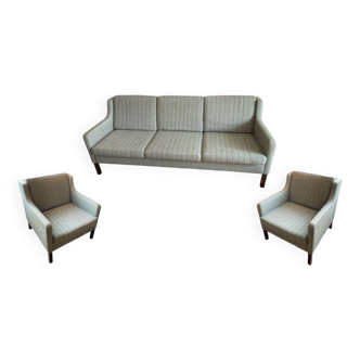 salon complet (canapé et deux fauteuils) vintage Stouby Danois laine