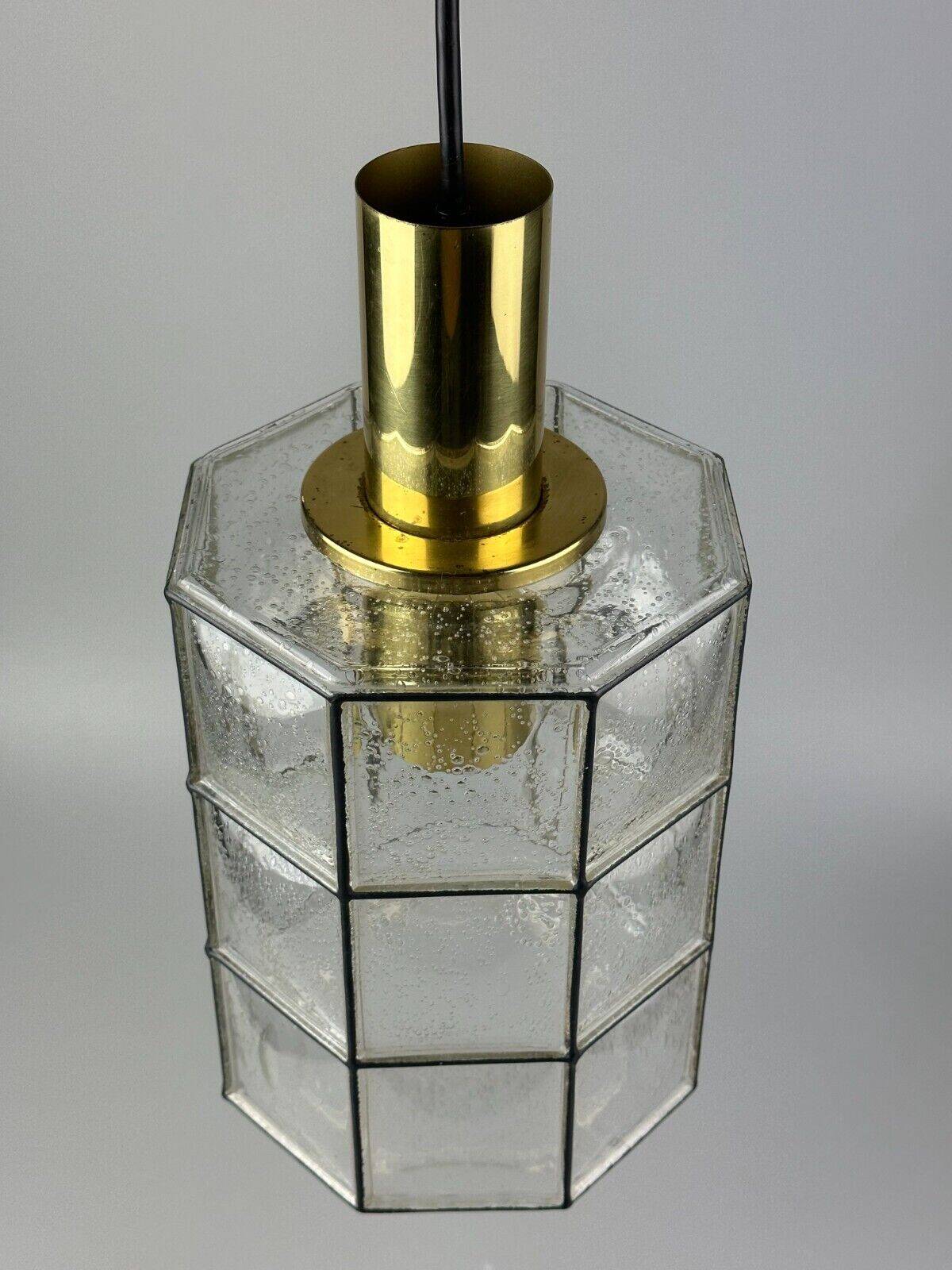 60s 70s ceiling lamp Glashütte Limburg Germany glass & brass Space Age