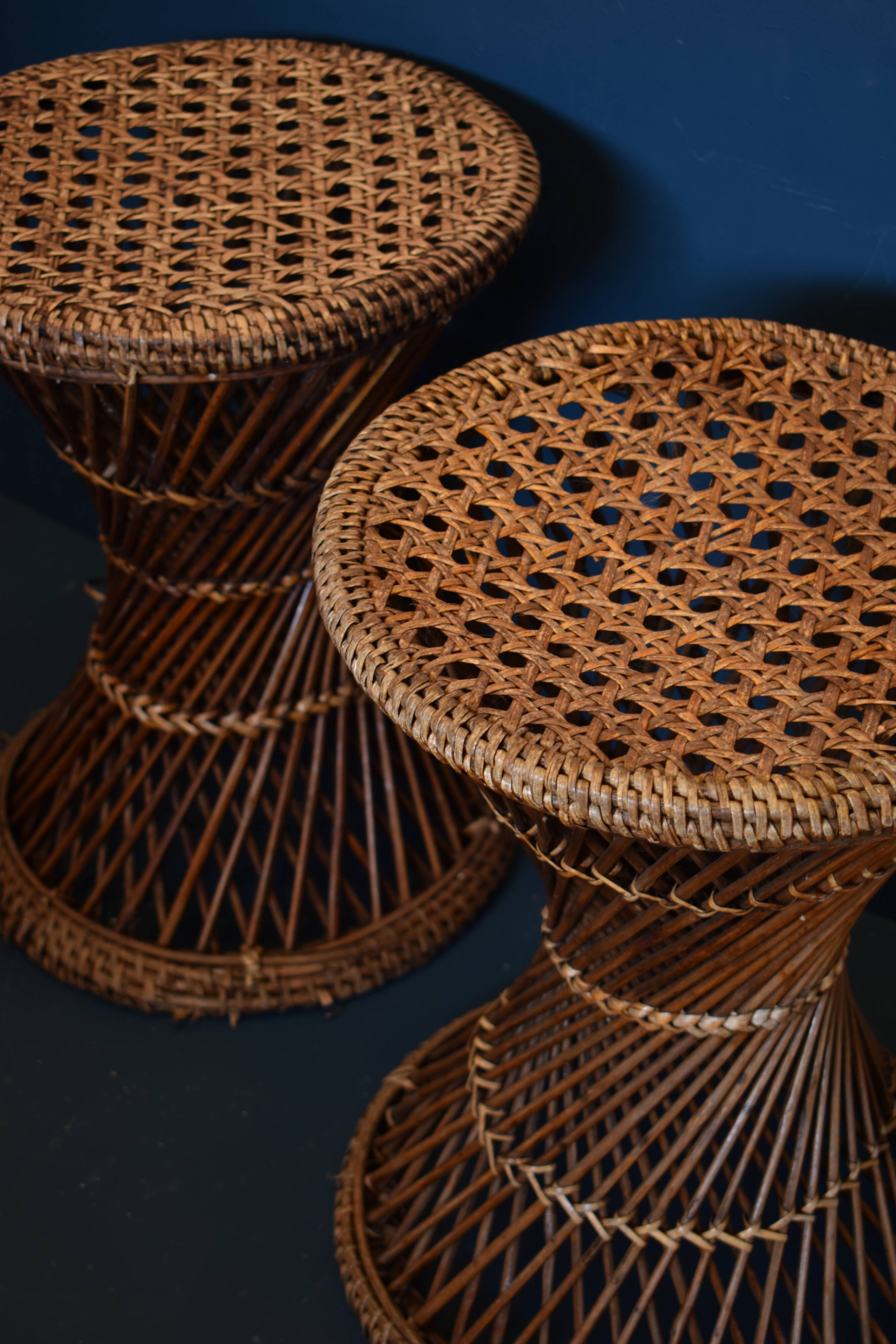 Tabouret diabolo osier vintage