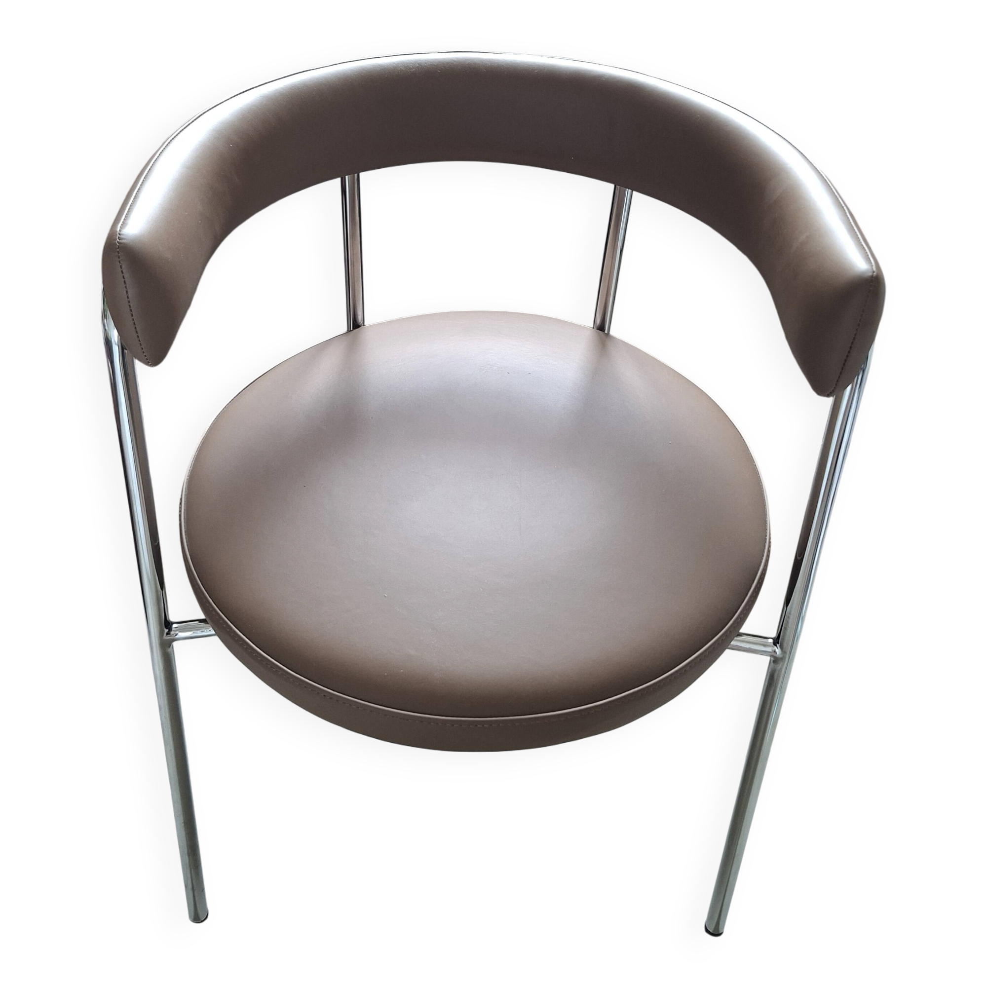 Jubo AM.PM office chair — Chrome & brown leather (As new condition)