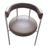Jubo AM.PM office chair — Chrome & brown leather (As new condition)
