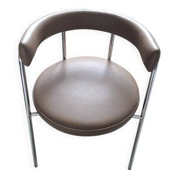 Jubo AM.PM office chair — Chrome & brown leather (As new condition)