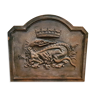 Plaque de cheminée ancienne en fonte salamandre royal