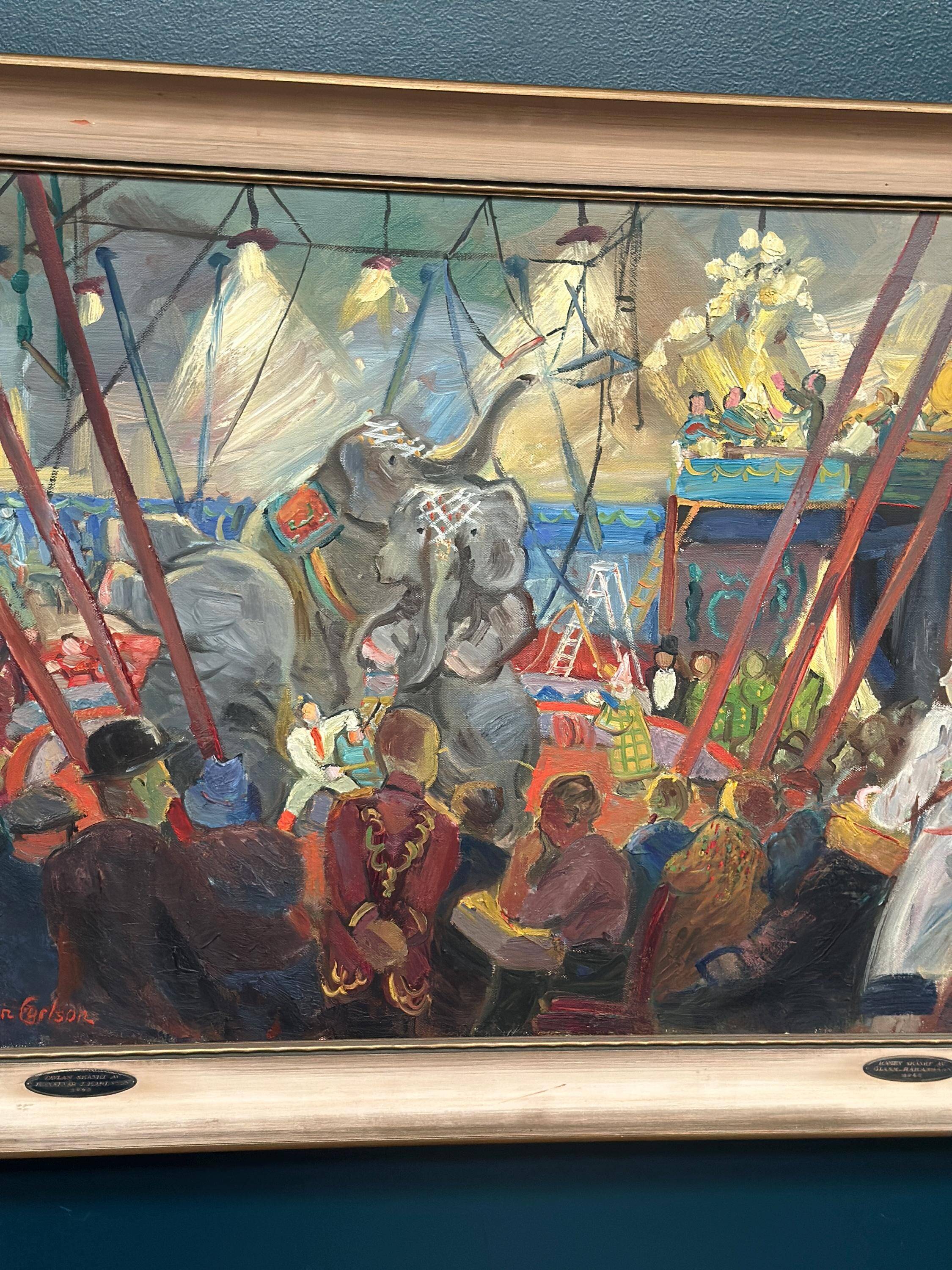 Large Original Swedish Oil on Canvas – “Cirkus Scott” by John Carlsson