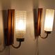 Pair of Scandinavian vintage teak and glass appliques